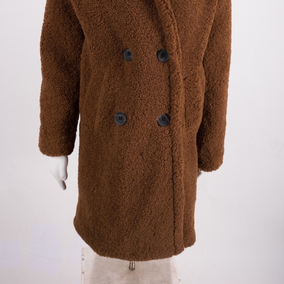 Bershka Zara Womens Teddy Coat Brown Shearling new - Picture 7 of 8